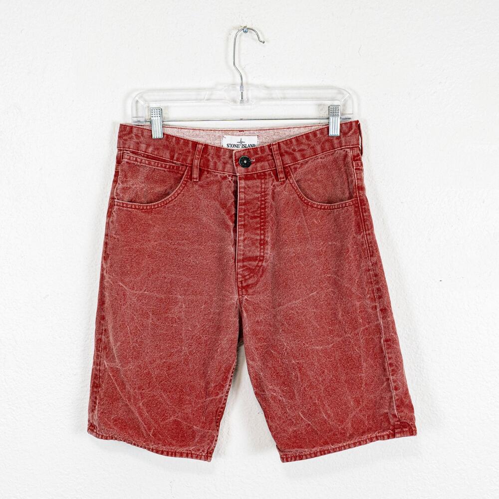 Stone Island Men's Type RE Jean Shorts Red size 29W
